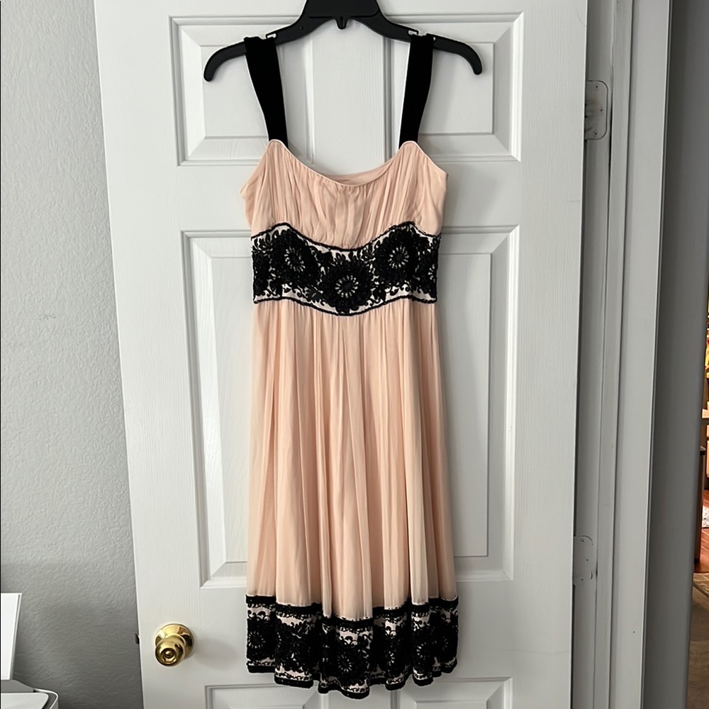 Diane Von Furstenberg Black and Pink Sleeveless Midi Sundress